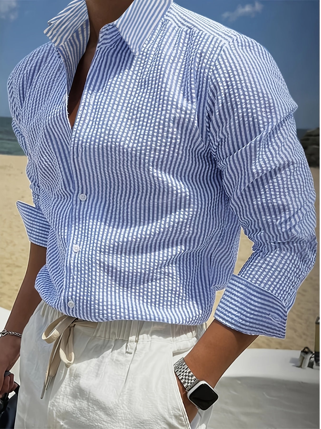 Wes | Camicia da Uomo a Righe a Maniche Lunghe