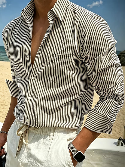 Wes | Camicia da Uomo a Righe a Maniche Lunghe