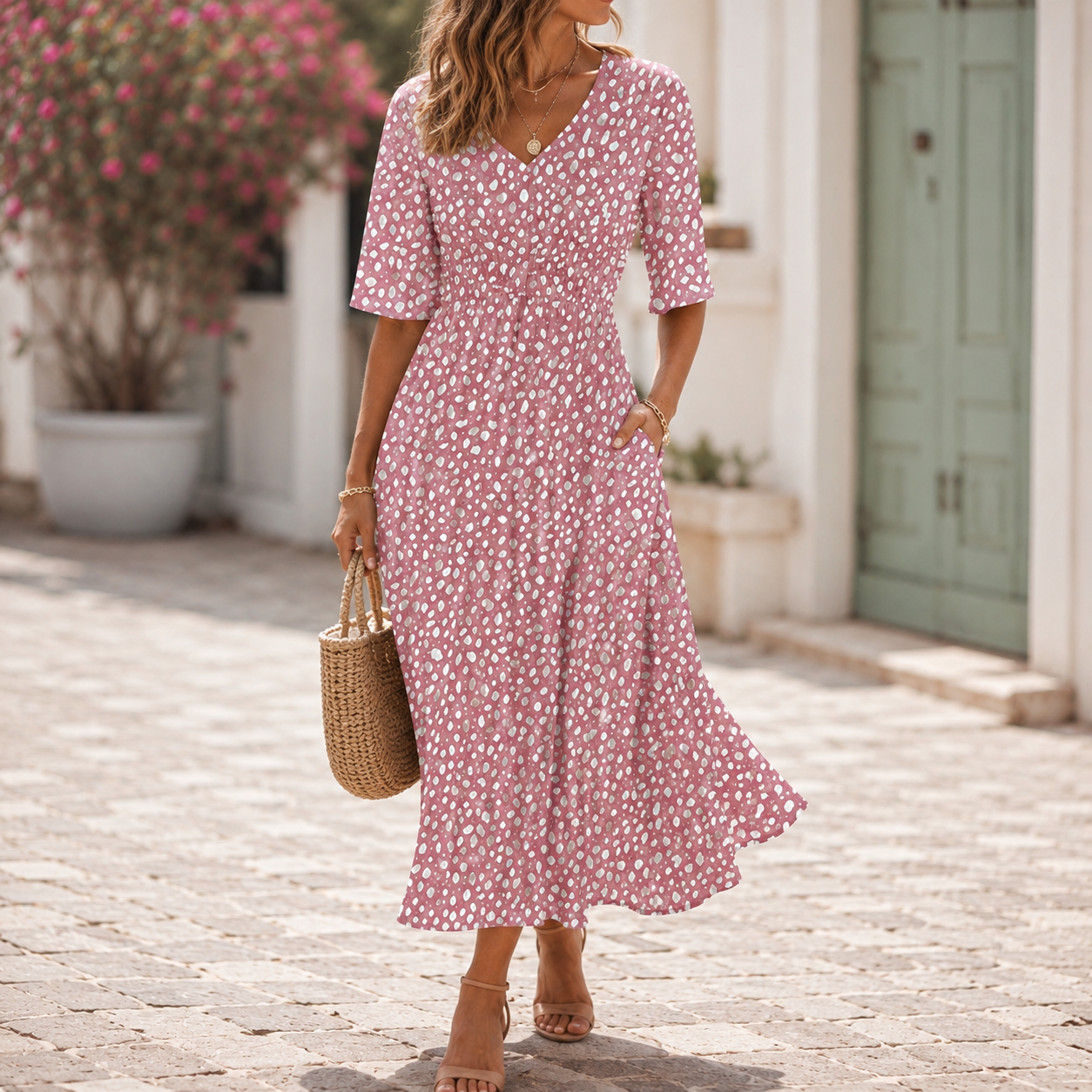 Francesca | Elegante Abito Midi con Design Copripancia