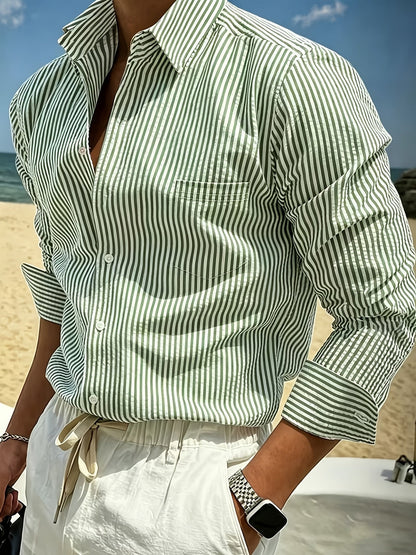 Wes | Camicia da Uomo a Righe a Maniche Lunghe