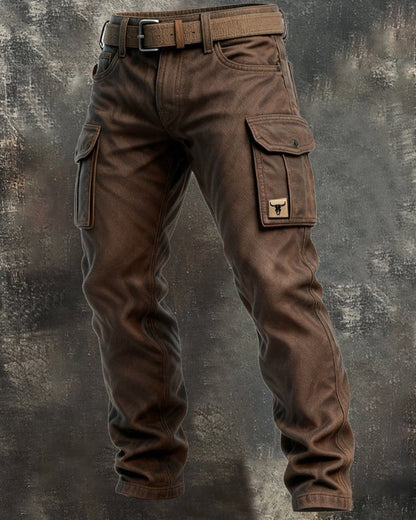 Pantaloni utility da uomo con tasche multiple e cuciture rinforzate