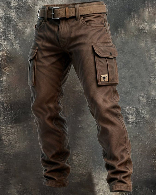 Pantaloni utility da uomo con tasche multiple e cuciture rinforzate