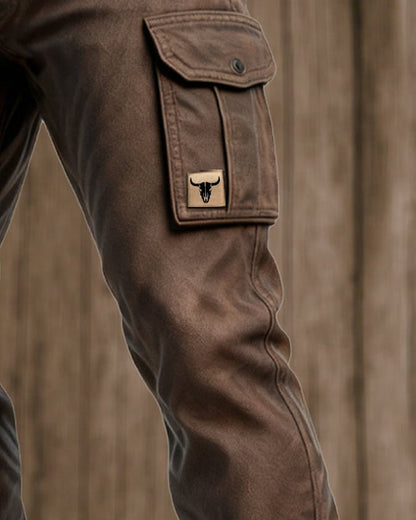 Pantaloni utility da uomo con tasche multiple e cuciture rinforzate