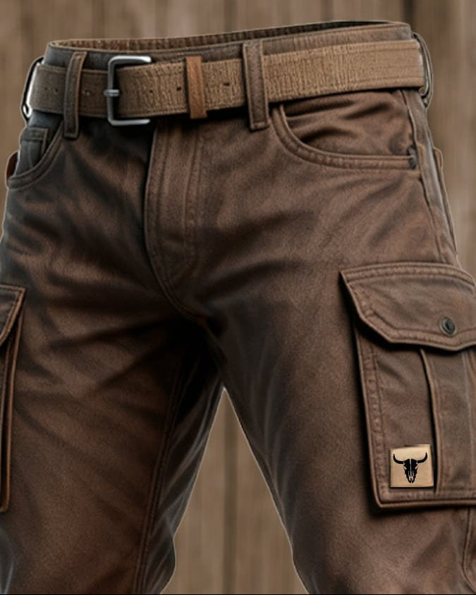 Pantaloni utility da uomo con tasche multiple e cuciture rinforzate