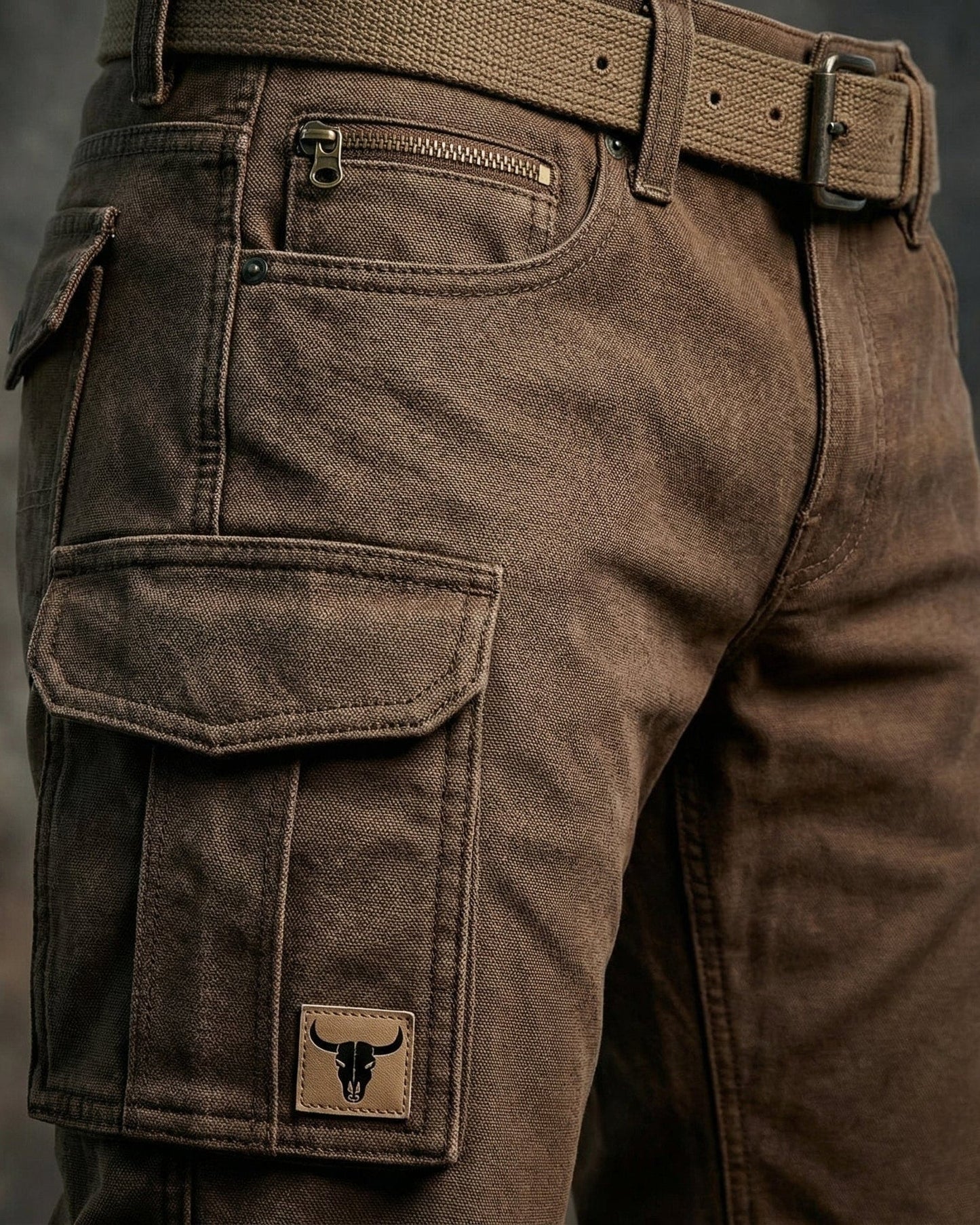 Pantaloni utility da uomo con tasche multiple e cuciture rinforzate
