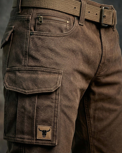 Pantaloni utility da uomo con tasche multiple e cuciture rinforzate
