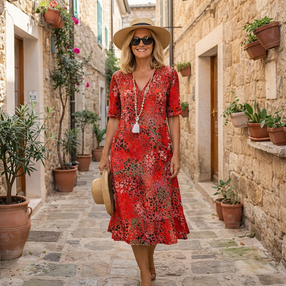 Rachele | Elegante Abito Midi Stampato