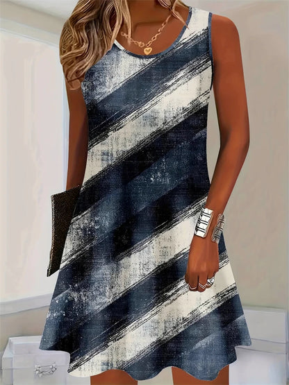 Ilaria™ | Abito Smanicato a Trapezio Stampa Floreale