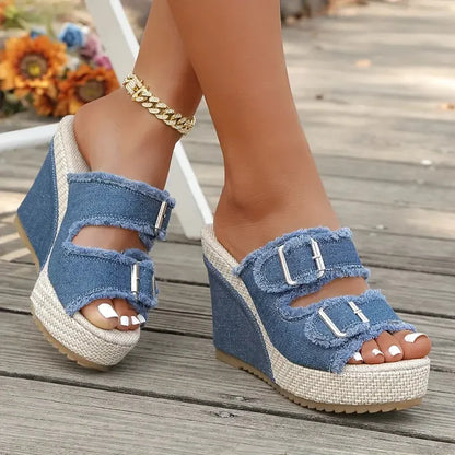 Atelier™ Sandali Con Zeppa In Denim