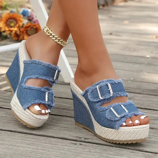 Atelier™ Sandali Con Zeppa In Denim