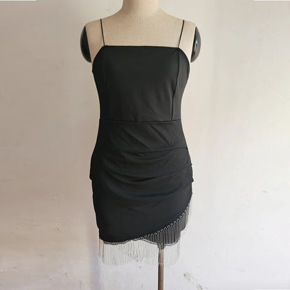 Selene™ | Miniabito con Frange di Strass