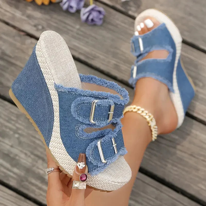 Atelier™ Sandali Con Zeppa In Denim