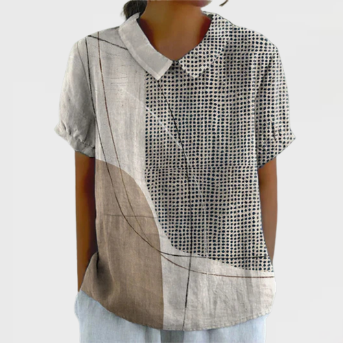 Lana | Camicia con Punti e Linee Astratti