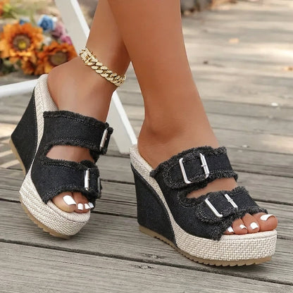 Atelier™ Sandali Con Zeppa In Denim