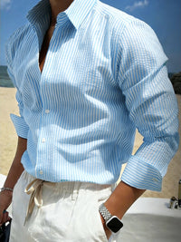 Righe Blu Pavone e Bianco