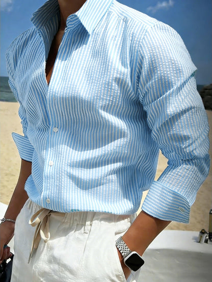 Wes | Camicia da Uomo a Righe a Maniche Lunghe