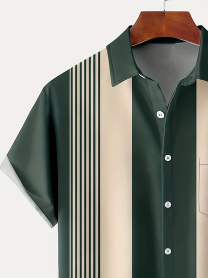 Holt | Camicia da uomo a manica corta stile bowling retrò