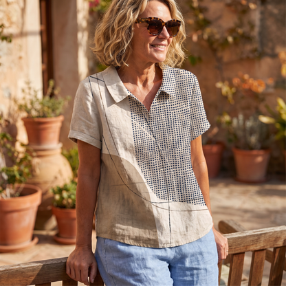 Lana | Camicia con Punti e Linee Astratti