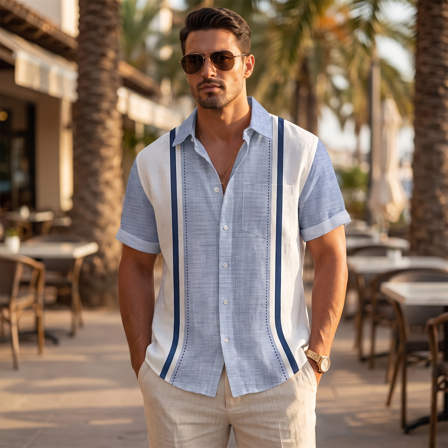 Liam | Camicia a righe da spiaggia